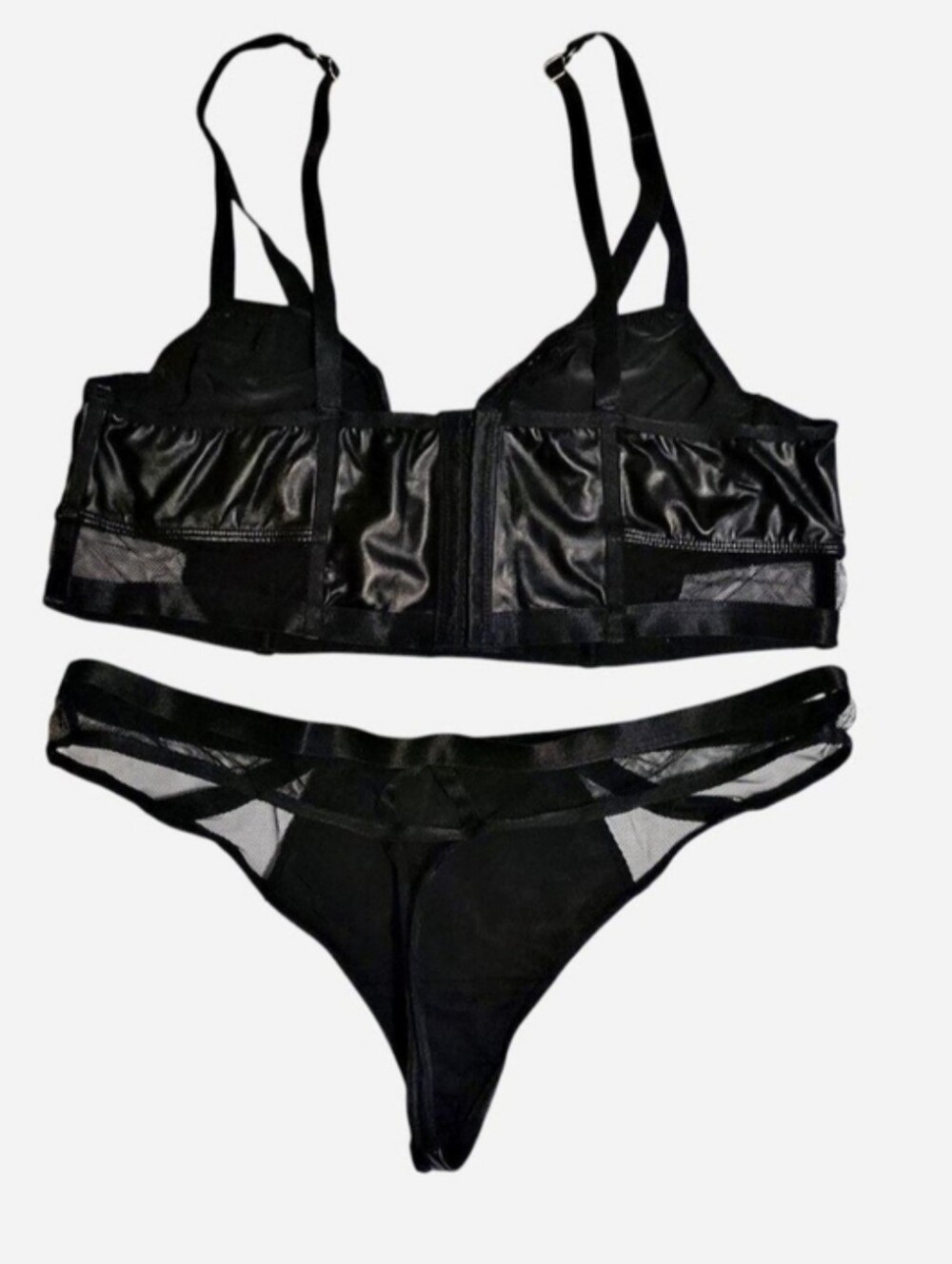Torrid Faux Leather & Fishnet Bra & Panty Set Sexy Edgy Alternative - Picture 10 of 11